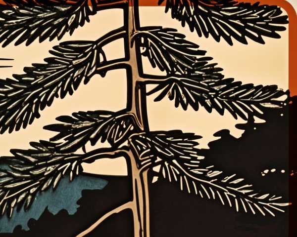 Stylized Coniferous Tree with Abstract Background