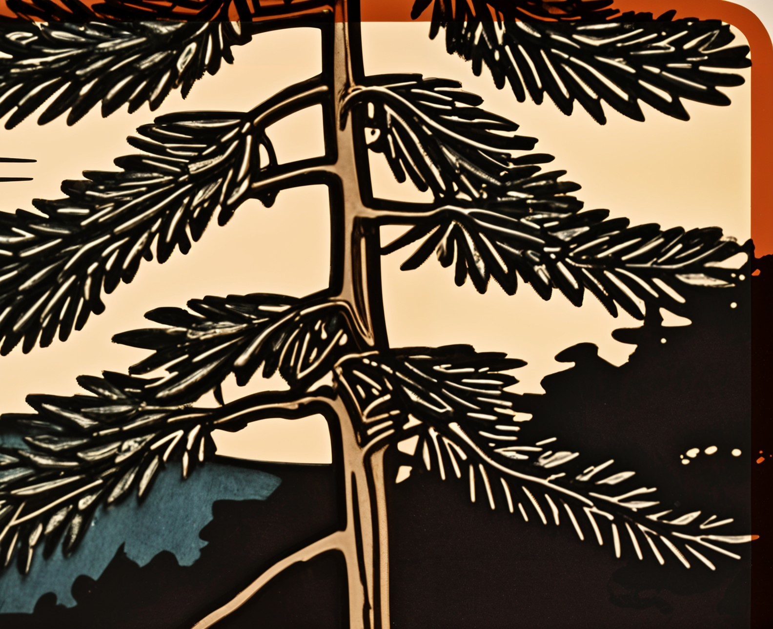 Stylized Coniferous Tree with Abstract Background