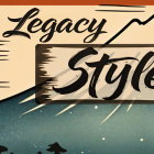 Bold Text "Legacy" with Mountain and Forest Background