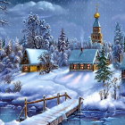 Serene Winter Landscape with Snow-Covered Houses