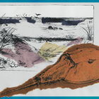 Illustrated Beach Scene with Stingray and Soft Colors