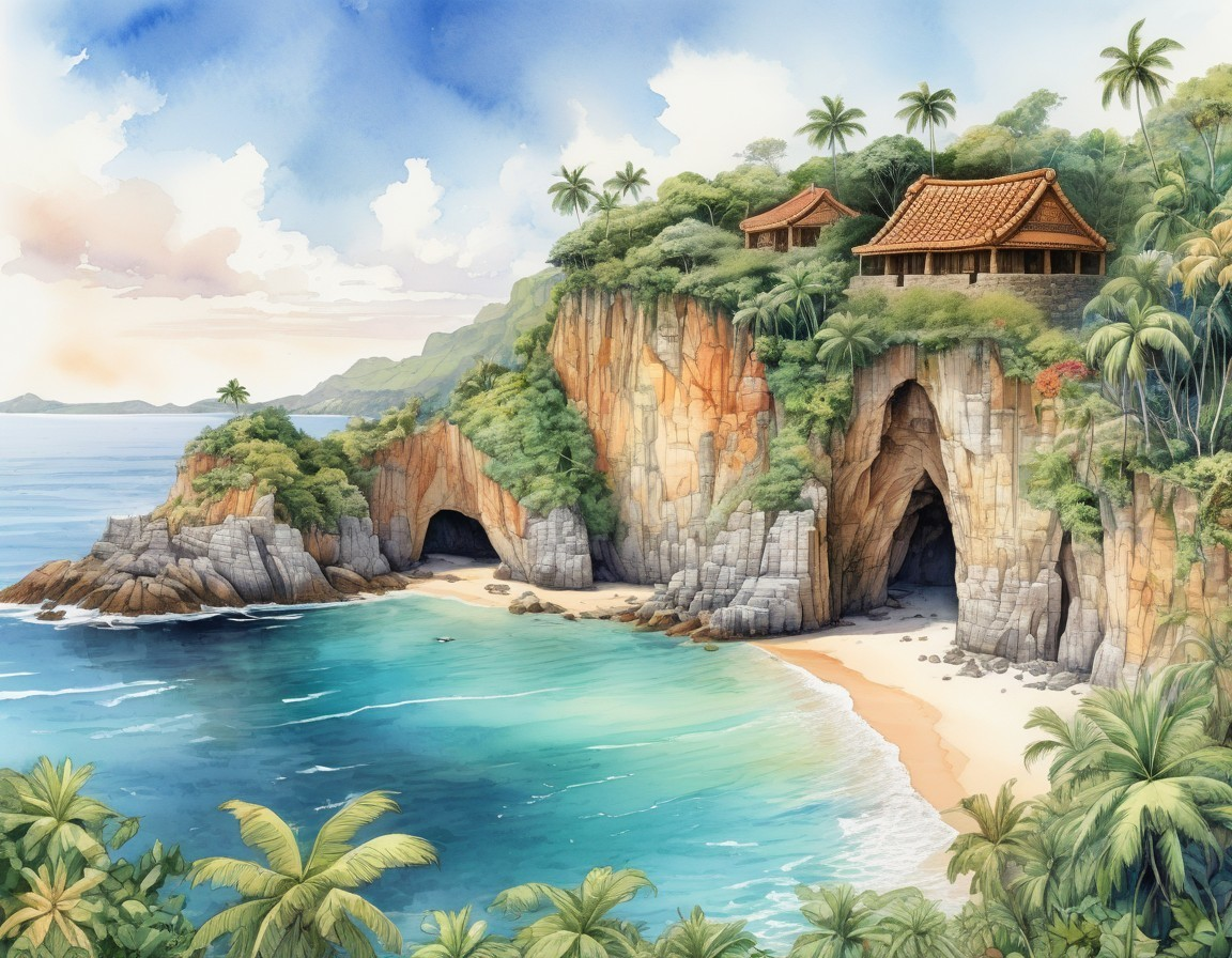 Coastal Landscape with Cliffs and Turquoise Sea