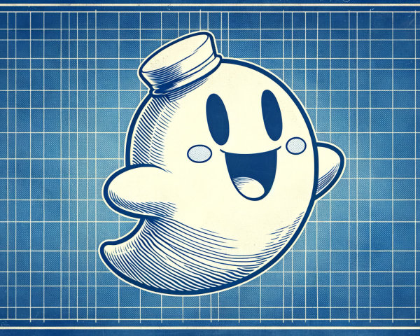 Cheerful Cartoon Ghost Character with Playful Design
