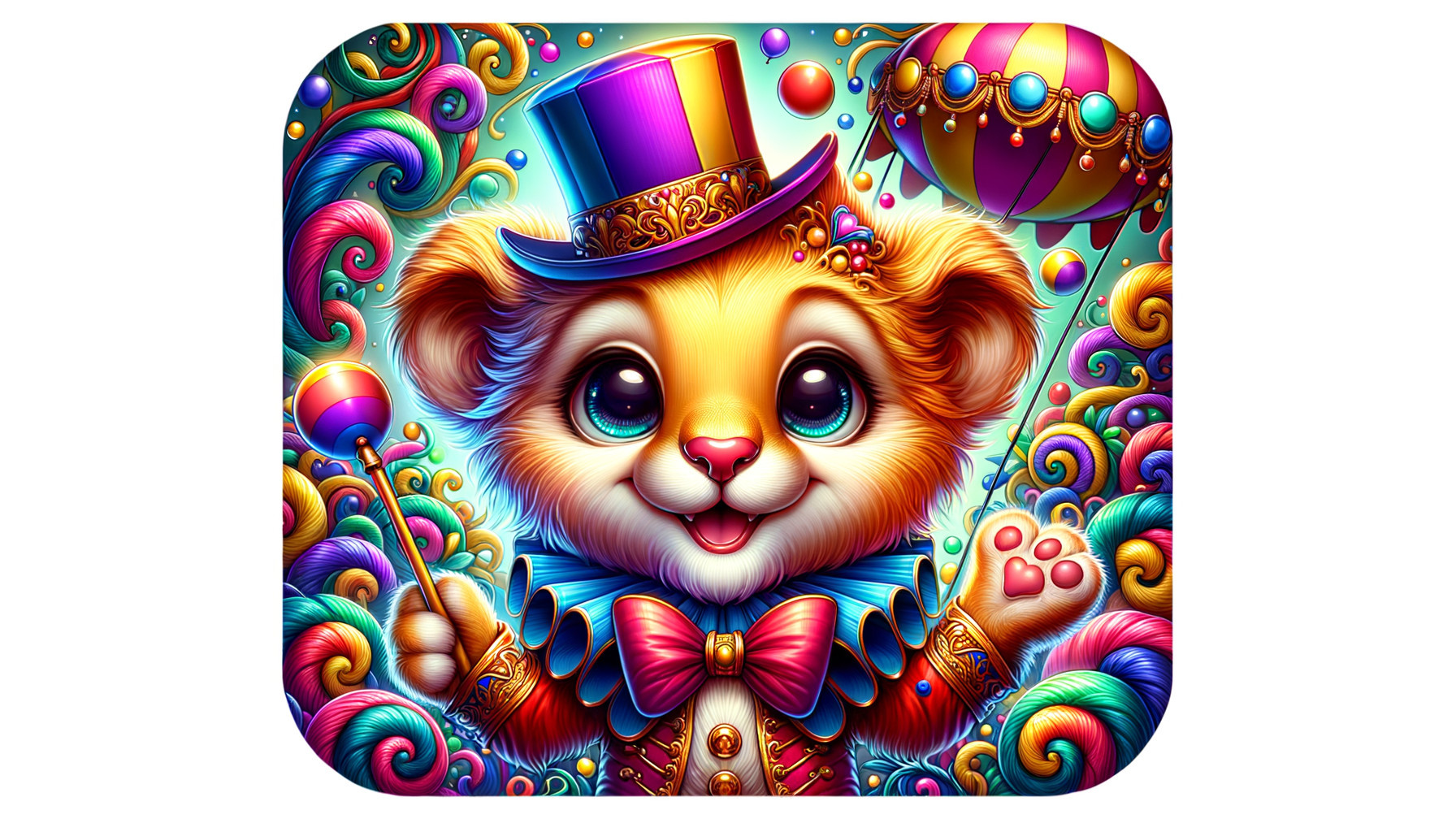 Whimsical Panda Circus Performer Design with Colors