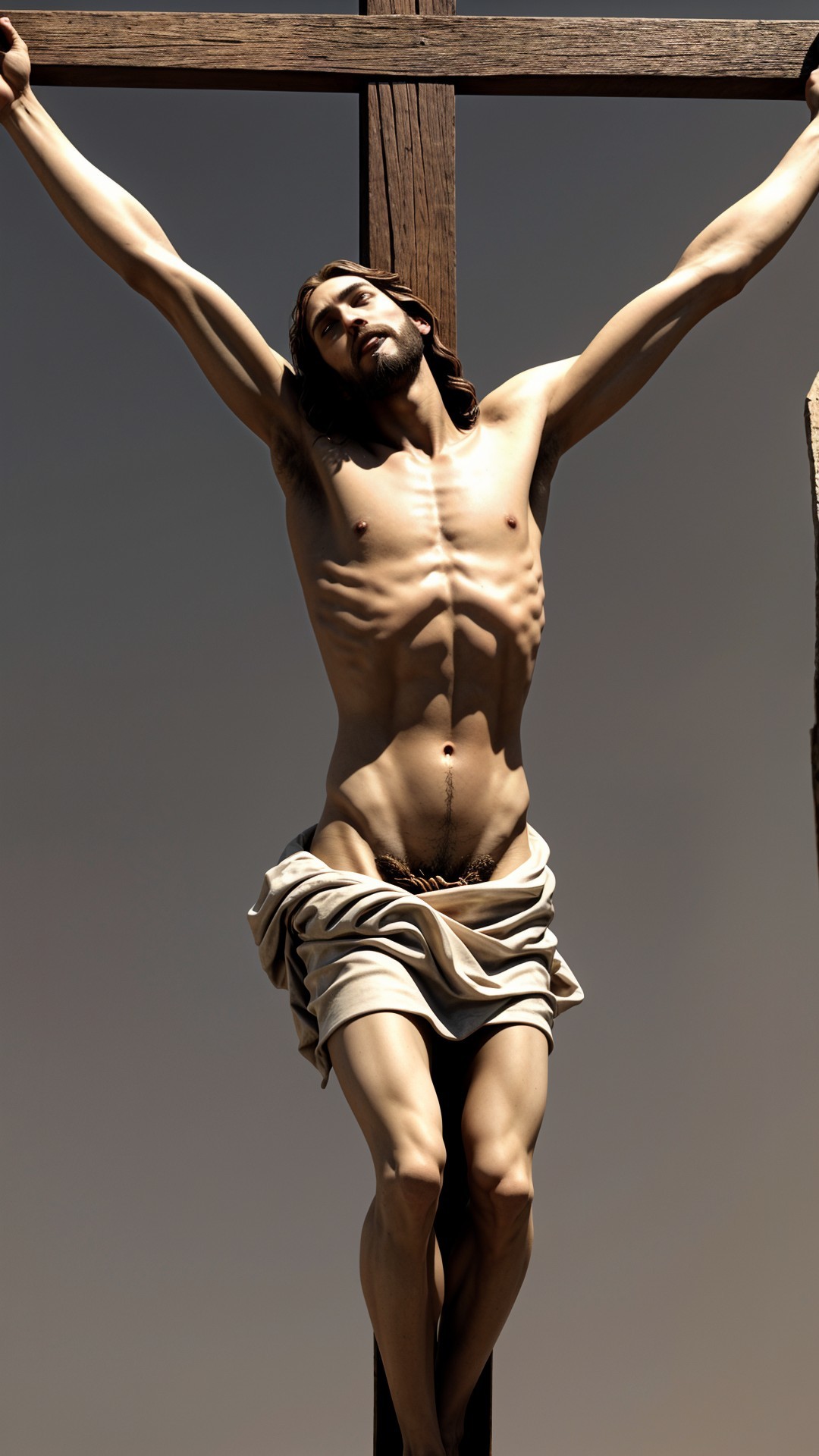 Crucifixion Scene with Dramatic Lighting and Emotion