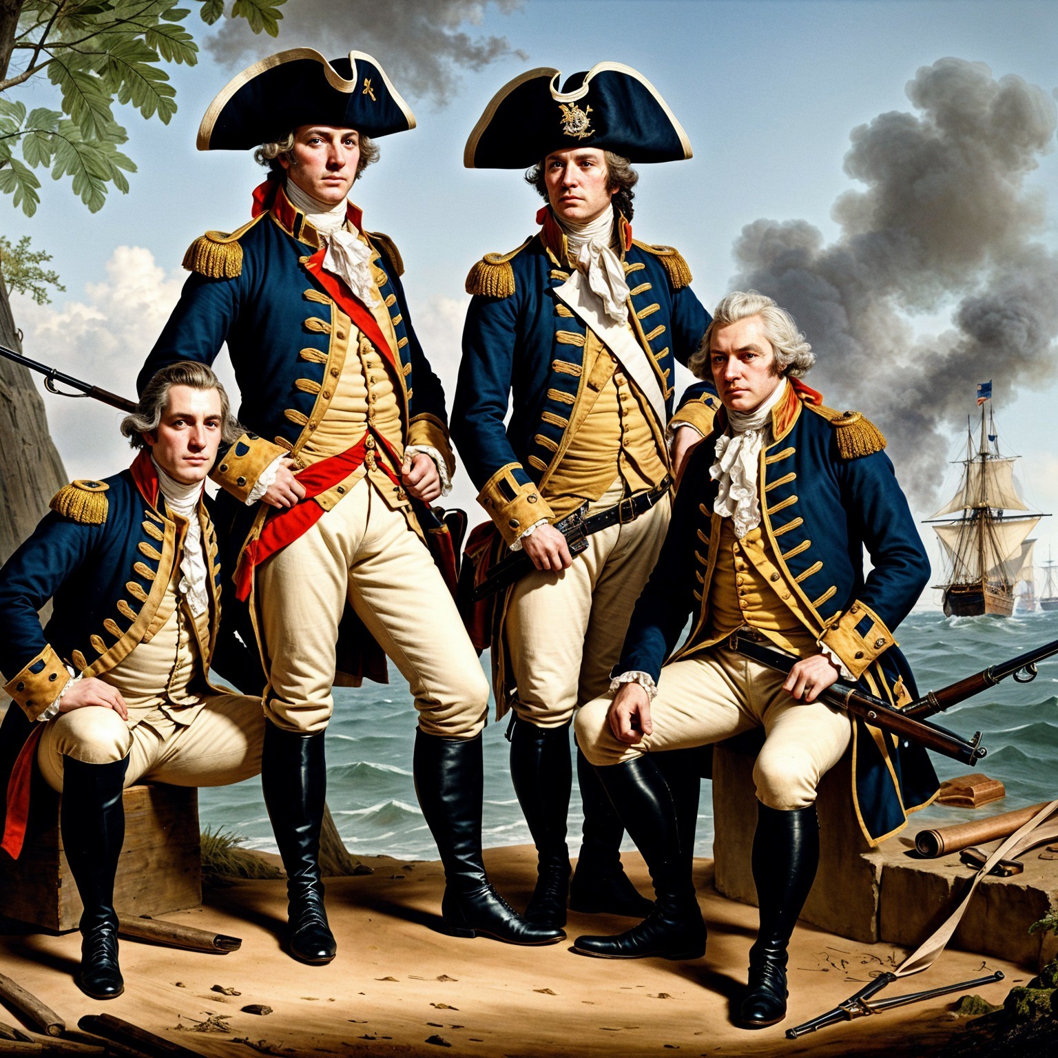 18th-Century Military Men in Elegant Uniforms