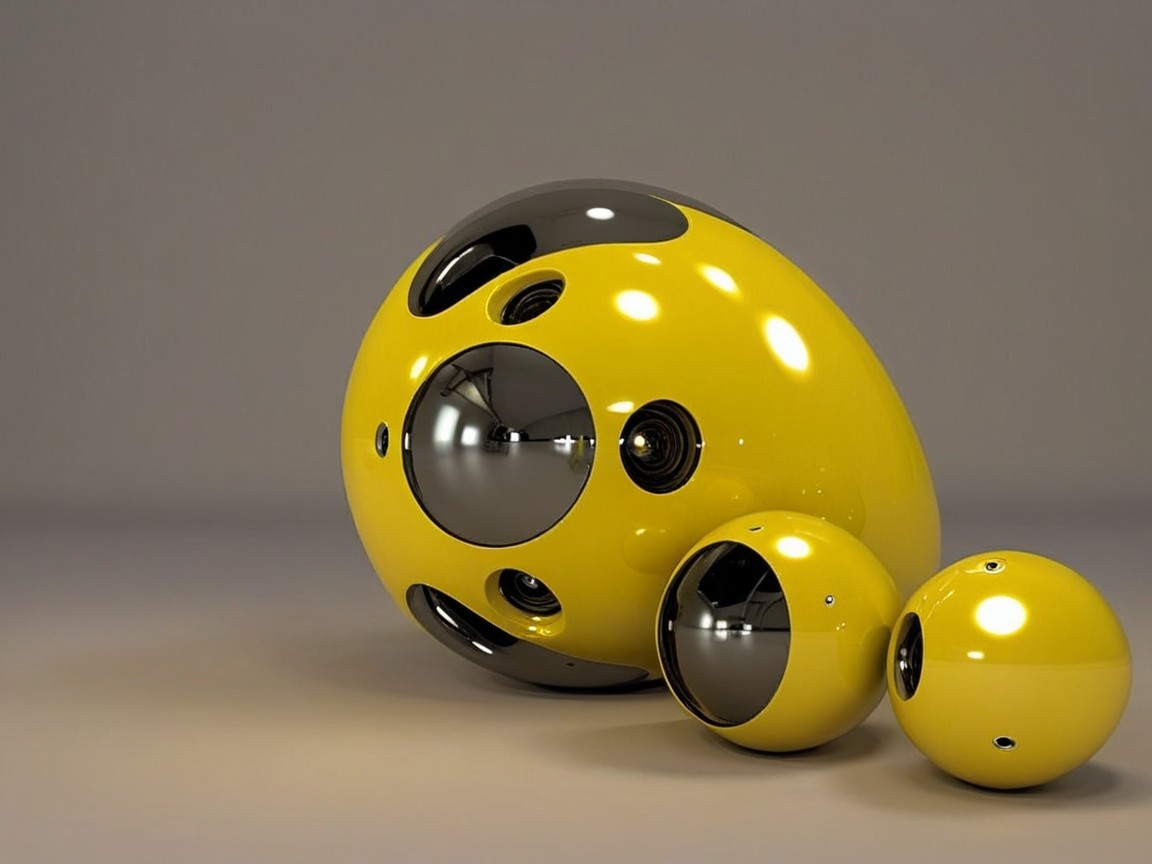 Futuristic Design of Yellow and Black Spherical Shapes