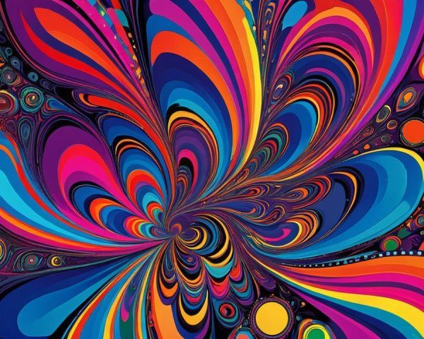 Vibrant Colorful Abstract Canvas with Floral Motifs