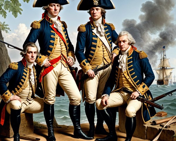 18th-Century Military Men in Elegant Uniforms