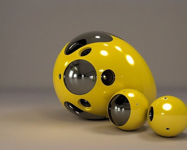 Futuristic Design of Yellow and Black Spherical Shapes