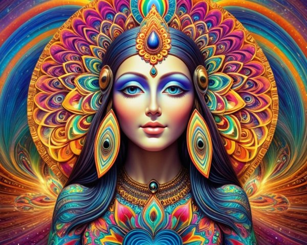 Colorful Feminine Figure with Intricate Patterns