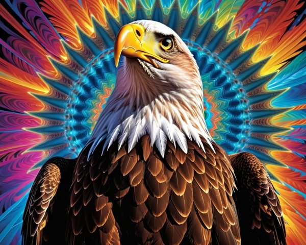 Majestic eagle with detailed plumage and vibrant background