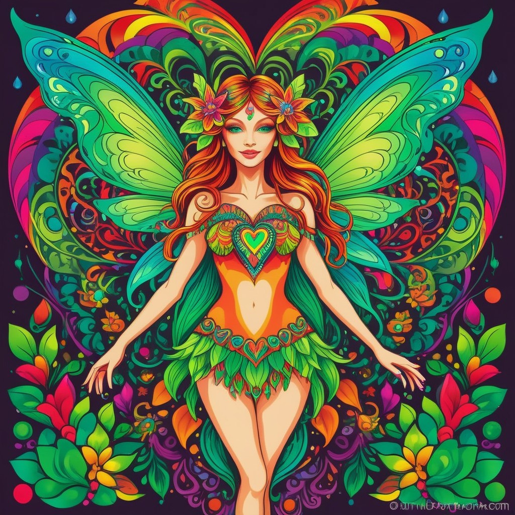 Vibrant Fairy with Colorful Wings in Enchanting Design