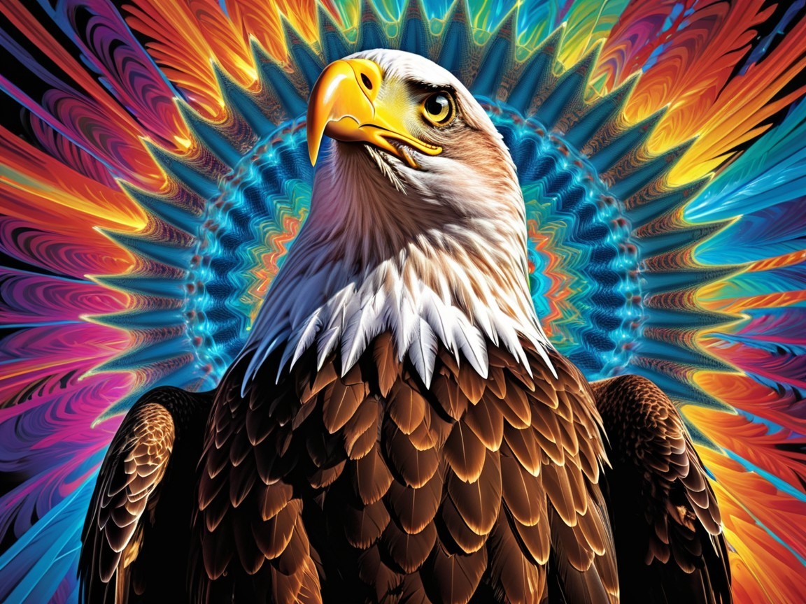 Majestic eagle with detailed plumage and vibrant background