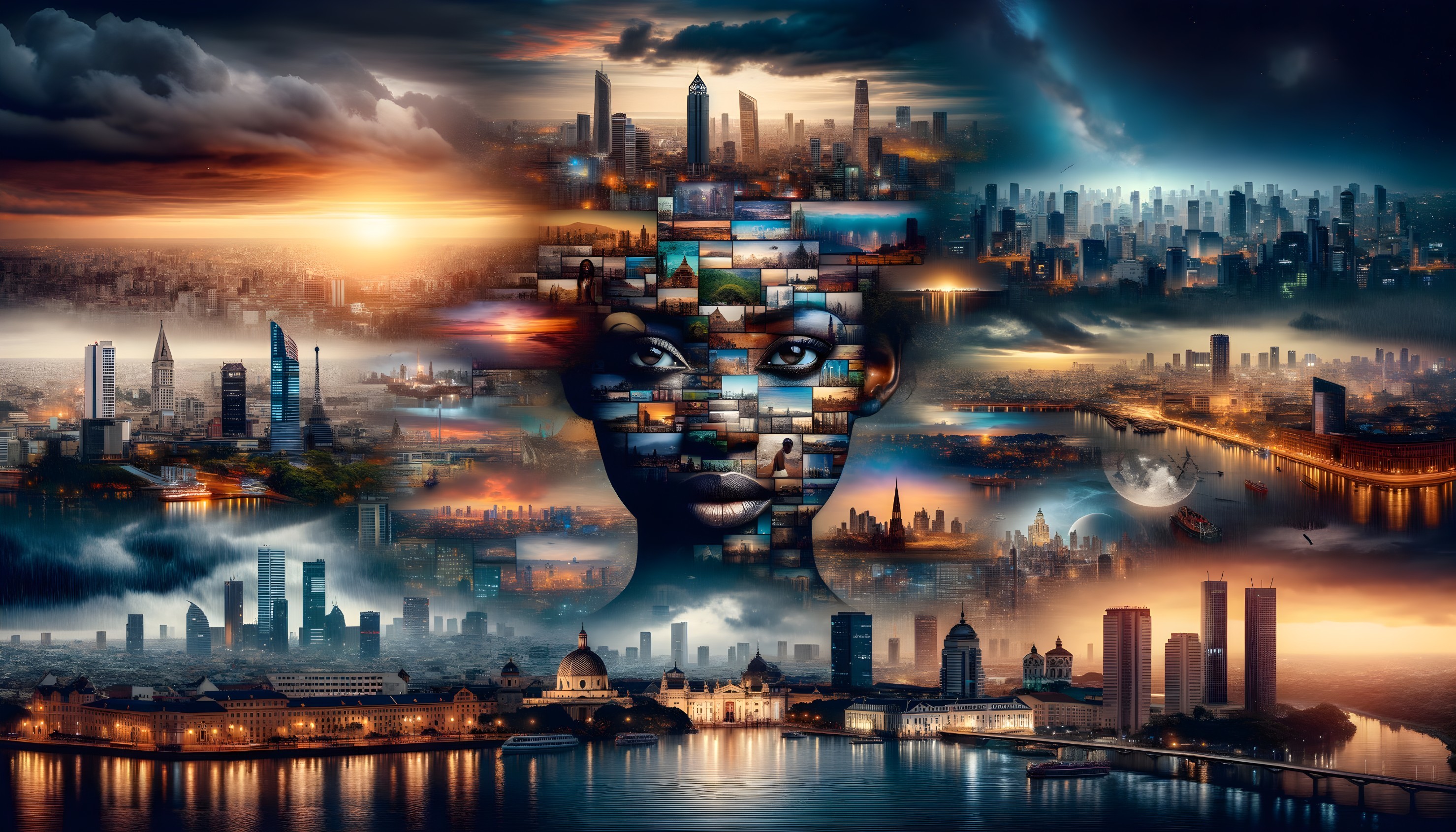 Collage of Cityscape and Woman's Silhouette