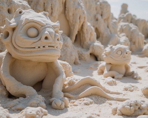 Intricately Crafted Sand Sculptures of Mythical Creatures