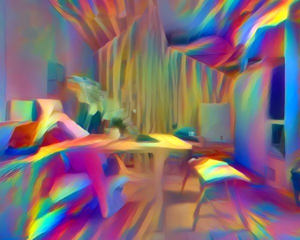 Abstract Interior Space with Vibrant Swirling Colors