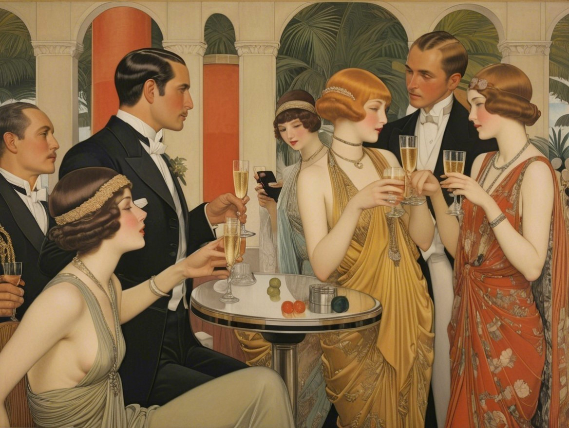 1920s Glamorous Gathering with Elegant Attire