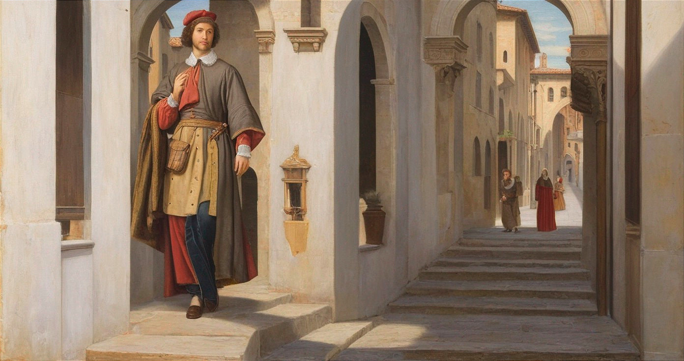 Historical Street Scene with Well-Dressed Man