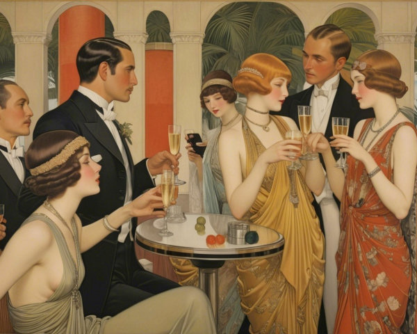 1920s Glamorous Gathering with Elegant Attire