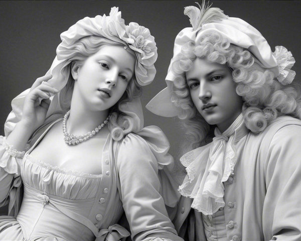 Elegant Figures in Classical Romantic Atmosphere