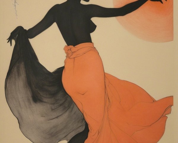 Silhouette of a Woman Dancing at Sunset