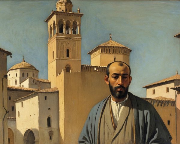 Portrait of a Bald Man in a Cityscape Setting