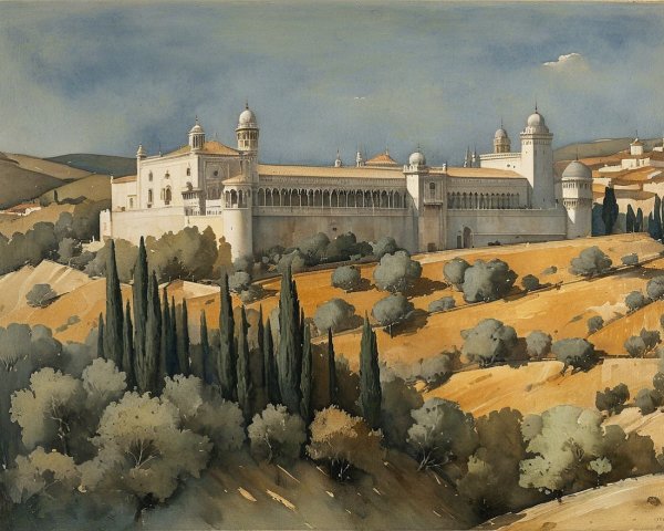 Historical Building Surrounded by Serene Landscape