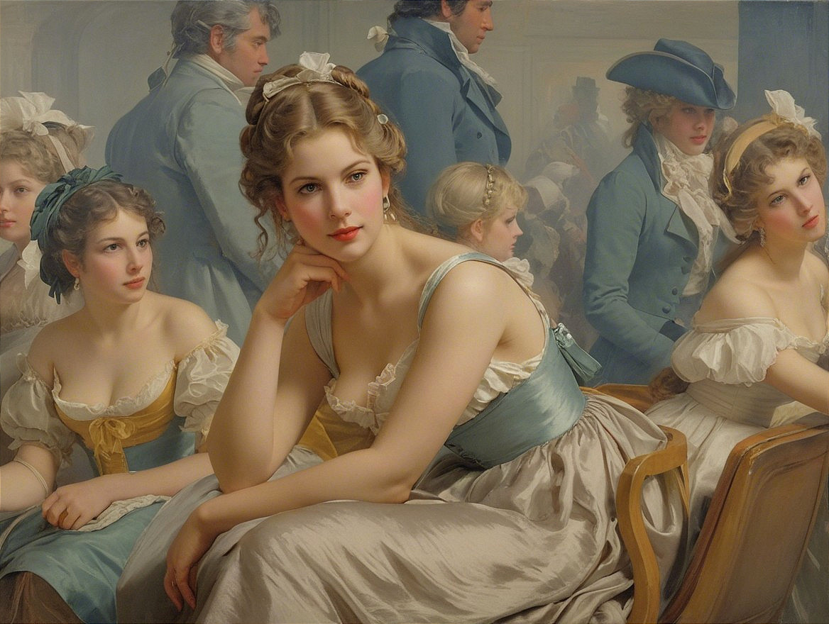 Elegantly Dressed Individuals in a Social Setting