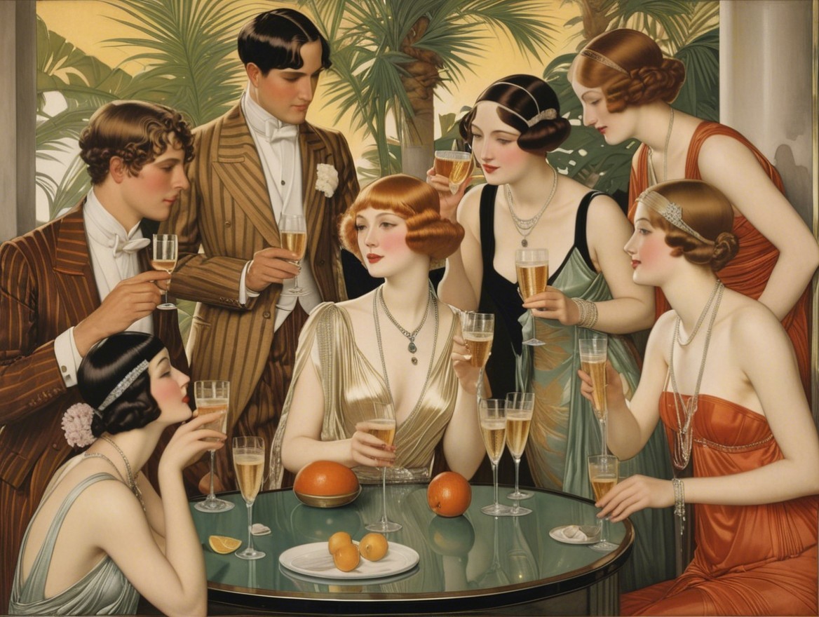 1920s Glamorous Gathering in Tropical Setting