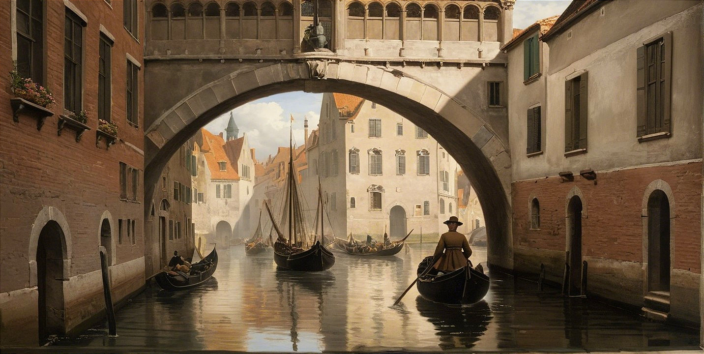 Picturesque Canal with Charming Buildings and Gondolas