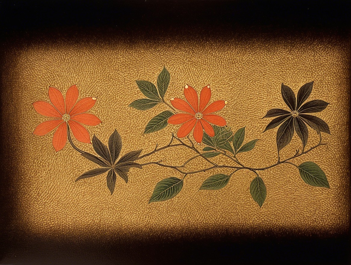 Vibrant Orange Flowers on Textured Gold Background