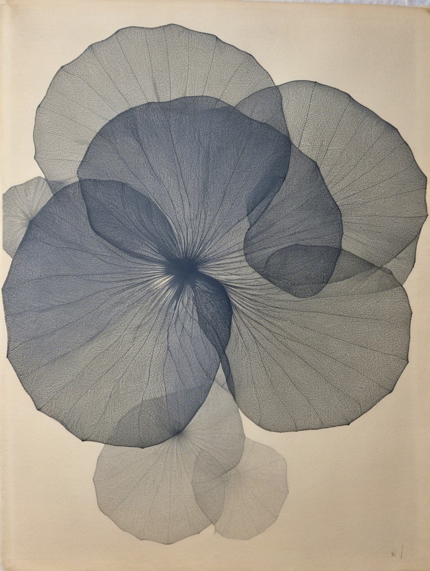 Intricate Composition of Translucent Petal-Like Shapes