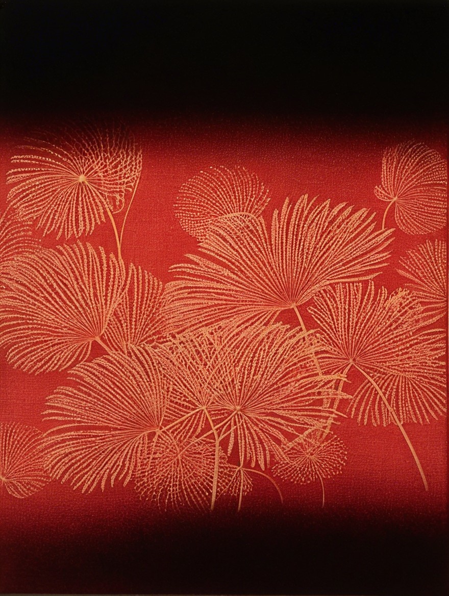 Red Background with Golden Floral Patterns