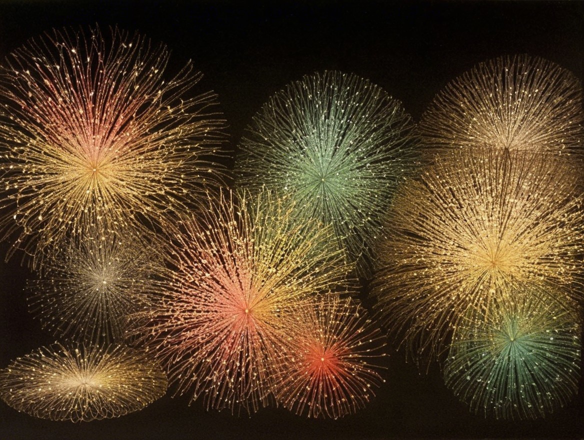 Colorful Fireworks Display Against Dark Background