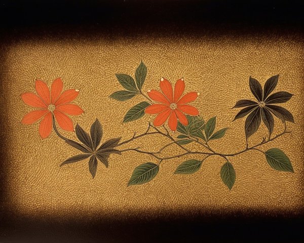 Vibrant Orange Flowers on Textured Gold Background