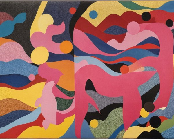 Vibrant Abstract Composition with Dynamic Shapes