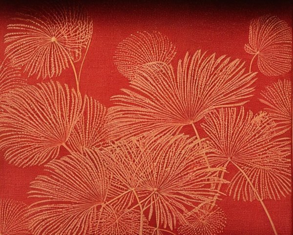 Red Background with Golden Floral Patterns