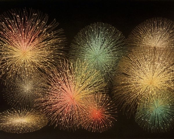 Colorful Fireworks Display Against Dark Background