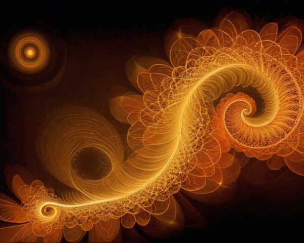 Fractal Design with Spirals in Orange and Gold Tones