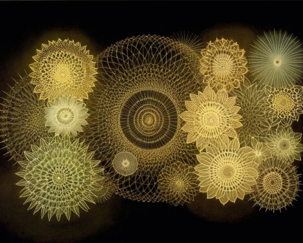 Intricate Geometric Patterns and Floral Motifs in Gold