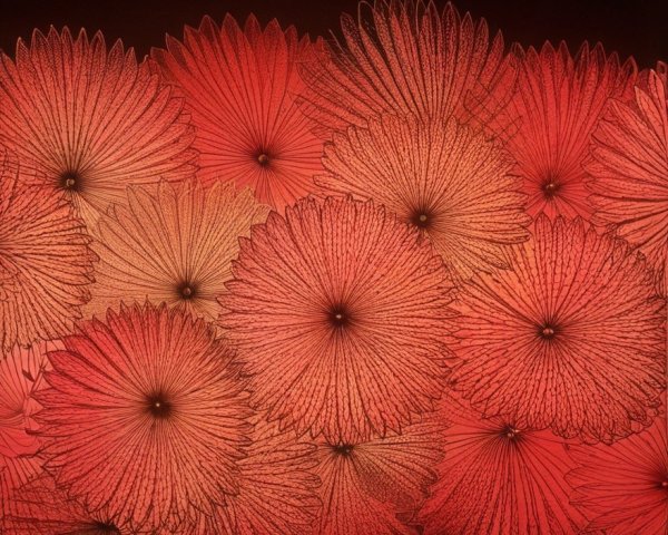 Intricate Red Flower Design on Black Background