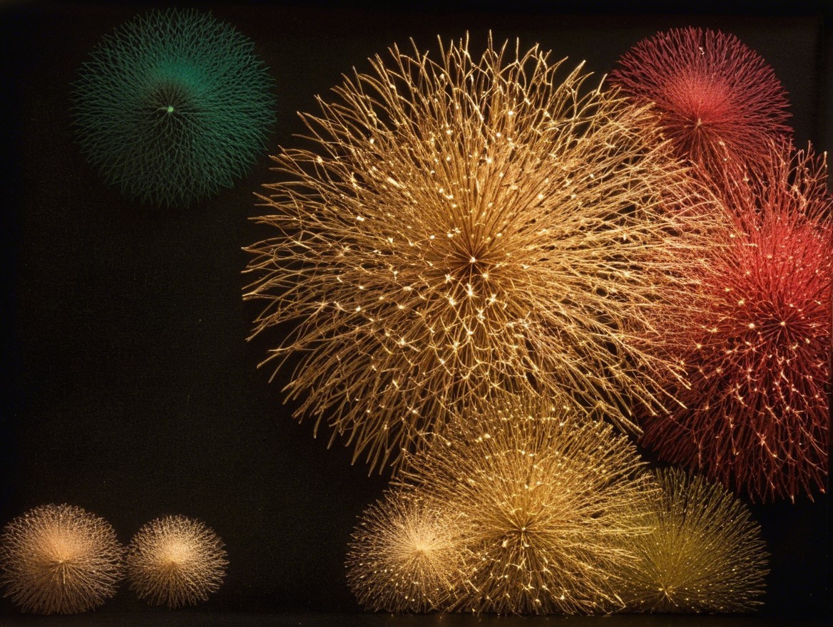 Abstract Spherical Forms with Warm Lighting Effects