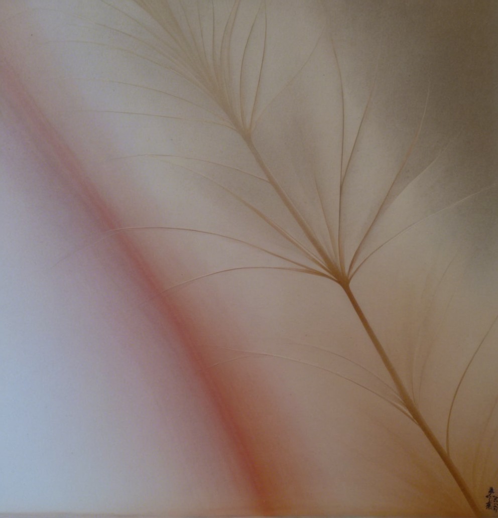 Delicate Composition of Soft Pale Colors and Plant Stem