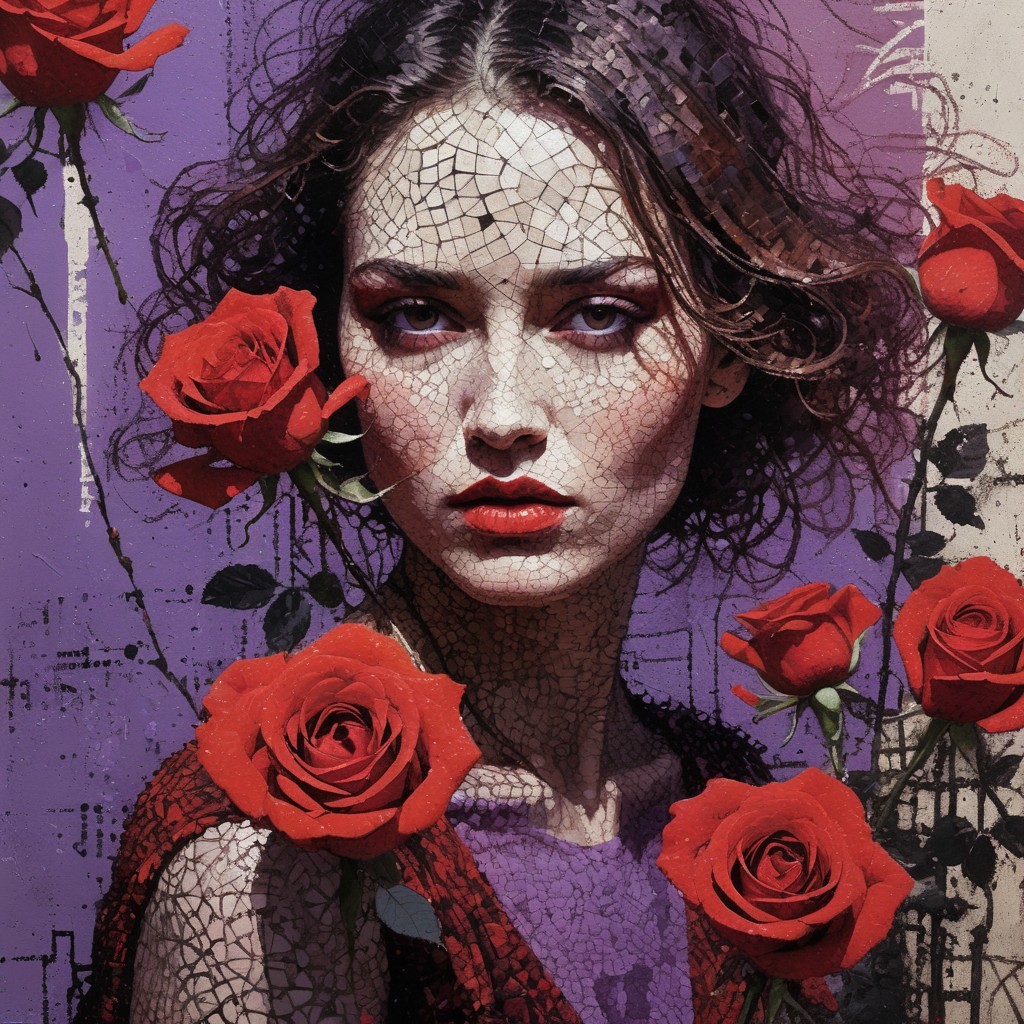 Vibrant Portrait of a Woman with Roses