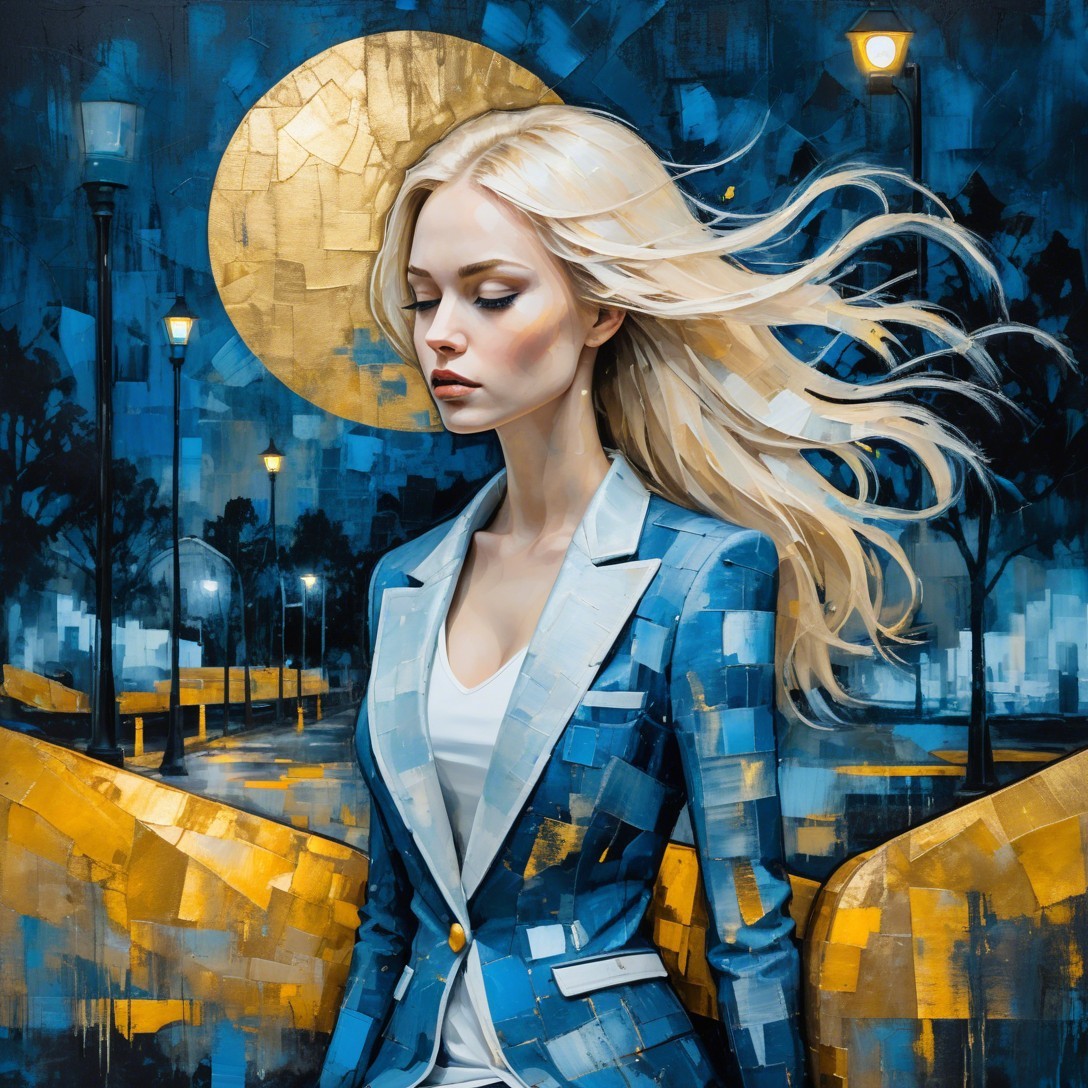 Digital Painting of a Woman with Flowing Hair and Colors