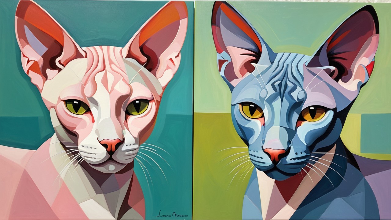 Stylized Cat Portraits in Distinct Color Palettes