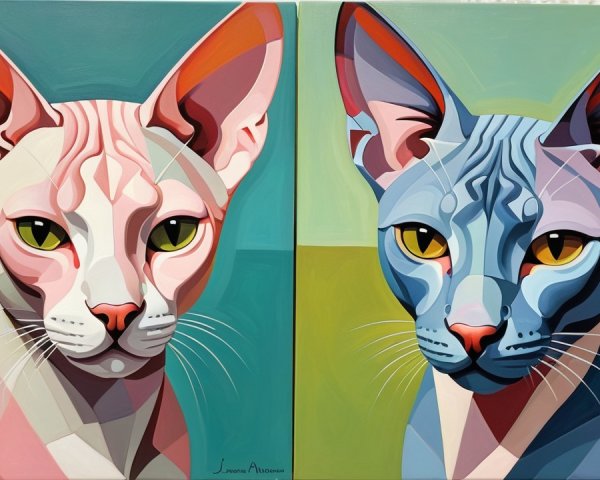 Stylized Cat Portraits in Distinct Color Palettes