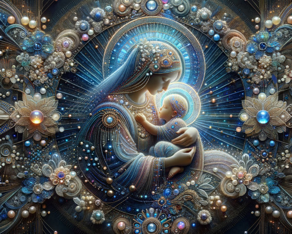 Intricate Mother and Child with Floral Patterns
