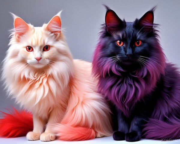 Majestic Cats with Luxurious Fur and Striking Colors